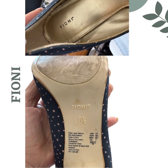 🛍️3/$40 FIONI Navy Blue w/ Pink Polka Dot Peep-Toe Heels Flower Detail Size 8.5 - Picture 6 of 6